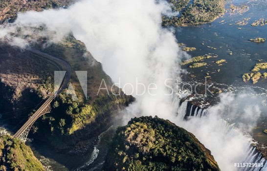 Picture of View of the Falls from a height of bird flight Victoria Falls Mosi-oa-Tunya National parkZambiya and World Heritage Site Zimbabwe An excellent illustration